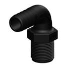 Hose connector 90 deg. Black long 3/4