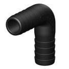 Hose connector 90 deg. Black 25 mm GRP