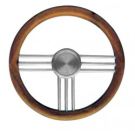 Steering Wheel type 27 Dia. 400 mm anodized Aluminium spoke and hub with teak rim