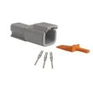 Repair pack DTM 2 cavity receptacle includes (1) 2 way receptacle, (1) 2 way wedge lock & (3) pins