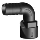 Hose connector 90 deg. Black 1-1/4