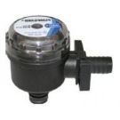 Strainer 90 deg. 6 Gpm quad port female inlet & barb inlet & quad port male outlet