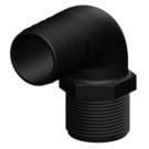 Hose connector 90 deg. Black long 1-1/4