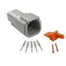Repair pack DTM 6 cavity receptacle includes 1 x 6 way receptacle, 1 x 6 way wedge lock & 8 x pins & 3 x red cavity plug