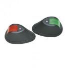 Navigation stbd+port 12V black body on black polymer base side mount side light set