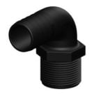 Hose connector 90 deg. Black long 1-1/4