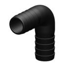 Hose connector 90 deg. Black 19 mm GRP