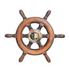 Steering Wheel type 04 Dia. 350 mm Chrome fitting 6 Spoke teak wheel & rim