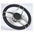 Steering Wheel Corvina Dia.350 white leather rim & SS316 spokes including keyed hub kit
