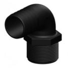 Hose connector 90 deg. Black long 1-1/2