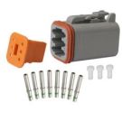 Repair pack DT 6 cavity plug includes (1) 6 way plug, (1) 6 way wedge lock, (8) socket & (3) cavity plug