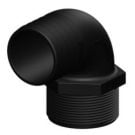 Hose connector 90 deg. Black long 2