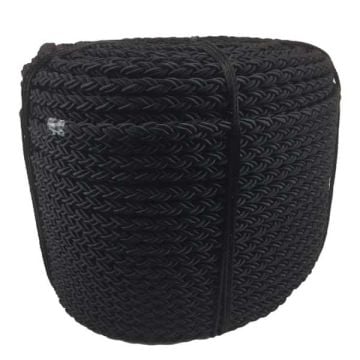 Rope nylon Ocean8 12mm Black 8 strand braided 3068 kgs breaking load (Price Per Meter)