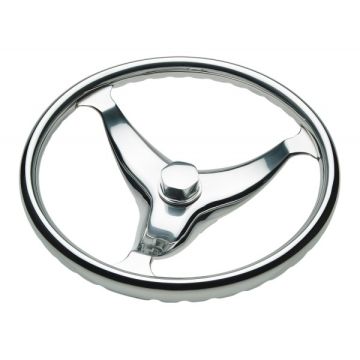 316L Stainless Steel steering wheel - 13.5” Evolution Wheel (720) - Finger Grip Rim - 22° Dish - Fits 3/4” Tapered Shaft - W/Control Knob