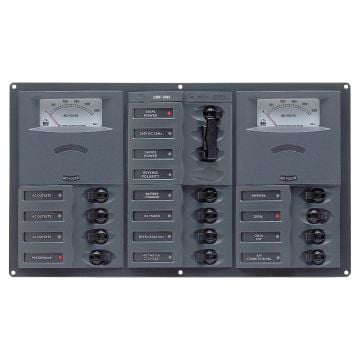 Panel 900-AC3-AM 230V 2 input+ 12 load horizontal mount with analog meter