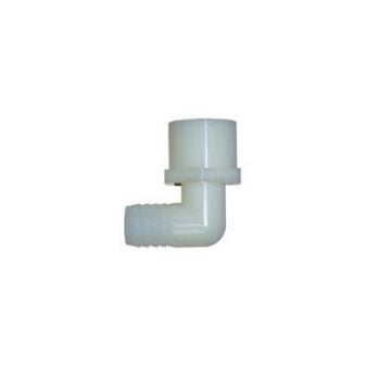 Hose connector plastic 90 deg. female 3/4" x 3/4" hose tail White (NPSM thread)