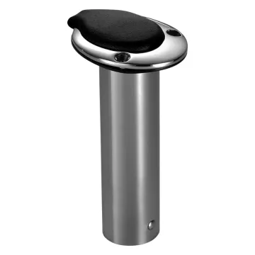 0° Black Stainless Steel Flush Mount Rod Holder 2" Diameter x 7-1/2" Length w/ Cap Gasket