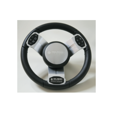 Steering Wheel 703 Smart Dia.350 brushed spokes & black PU rim including hub + wired control & adaptor