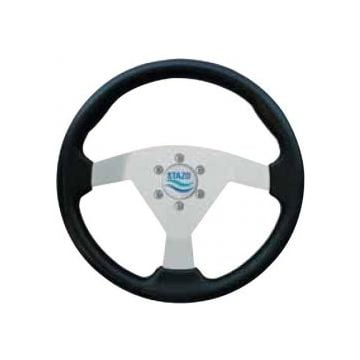 Steering Wheel type 61 Dia. 350 mm silver anodized centre with PU foam grip