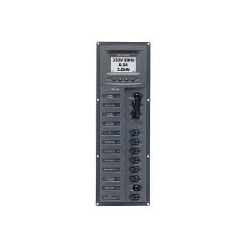 Panel 900-AC2V-ACSM 230V 2 input+ 8 load vertical mount with digital meter