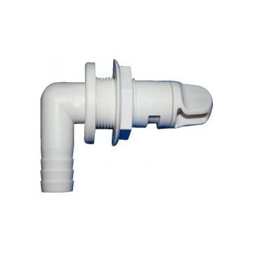 Aerator spray head 90 deg. 3/4 White with shut off valve & fixed flange