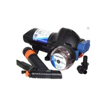 Pump PARMax 3gpm 24V 50psi + 7.6m hosecoil & 2x19 mm straight hose barbs, strainer & trigger nozzle for washdown application