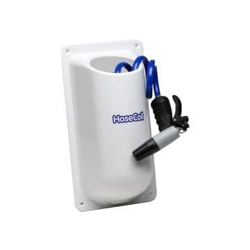 Hose coil side mount enclosure with 15' x 3/8" hose & adjustable spray nozzle (8"W x 15"H x 5"D)