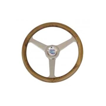 Steering Wheel type 50 Dia. 350 mm SS hub & spoke with teak rim