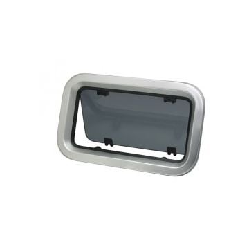 Porthole Oval PZ631 598x173mm Cut-Out Satin Anodised Aluminium Smoke Pane with Mosquito Screen CE Area I