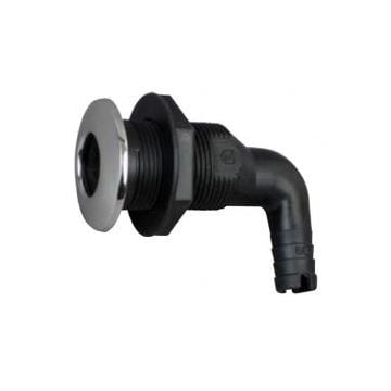 Thru hull 90 deg composite 1-1/2" hose SS capped