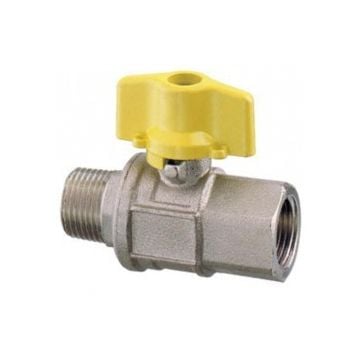 Valve ball 3/8" M-F Art1875 Brass (Nickel plated) PN40 full flow "2000" series throttle operated
