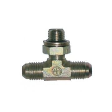 T piece steel G3/8 conic 2x JIC M9/16 for hydraulic flexible hose