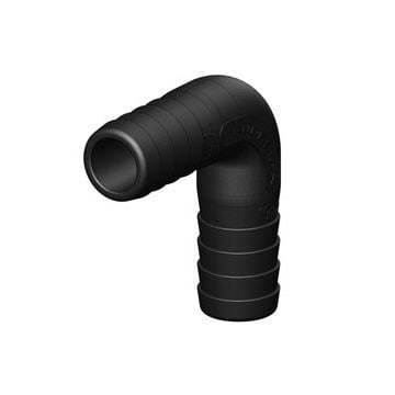 Hose connector 90 deg. Black 25 mm GRP