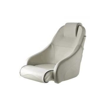 Seat helm QUEEN CHFUS flip-up squab with white artificial leather upholstery. Without pedestal.