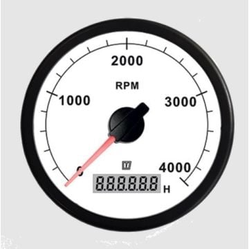 Gauge Tachometer TACHW White 12/24V 0-4000RPM 100mm Cut-Out