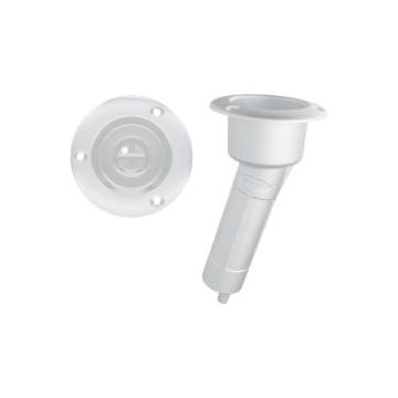 Rod cup holder ABS round top 15 deg. drain barb 3/8" (White)