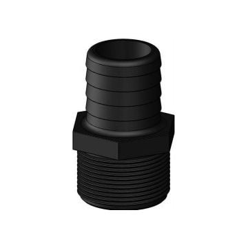 Hose connector Black 1-1/2" x 38 mm Male BSP GRP