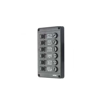 Panel P6F12 6 way 12V (with 6 x 10A glass fuse and backlit LED)