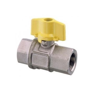 Valve ball 3/8" F-F Art1870 Brass (Nickel plated) PN40 full flow "2000" series throttle operated
