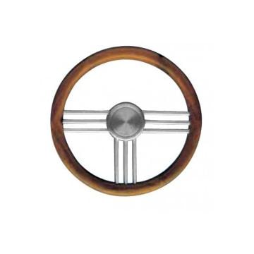 Steering Wheel type 27 Dia. 400 mm anodized Aluminium spoke and hub with teak rim