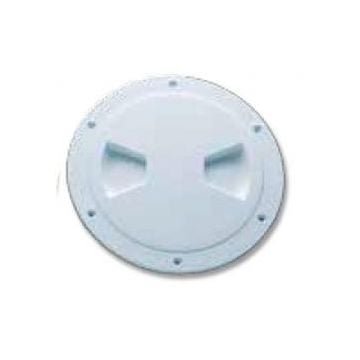 Deck Plate White ABS 165mm Cut-Out x 205mm OD Sealed Bayonet Closure