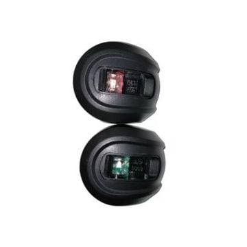 Light navigation oval 2NM LED black red/green vertical mount pair for 20m boat