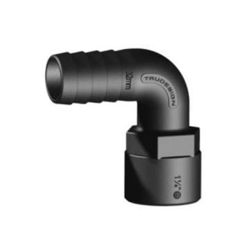 Hose connector 90 deg. Black 1-1/4" x 32 mm female BSP GRP