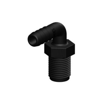 Hose connector 90ø Black long 1/2" x 13 mm Male BSP GRP