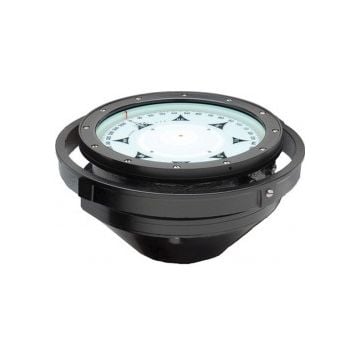 Compass NS-7.5-BIN Binnacle Mount 7.5" Flat Card Dial 12V Night Light Black Brass Navy Standard Series
