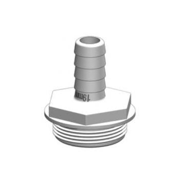 Hose connector White 1-1/2" x 19mm Male BSP GRP