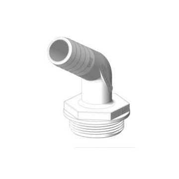 Hose connector 120 deg. White 1-1/2" x 25mm Male BSP GRP