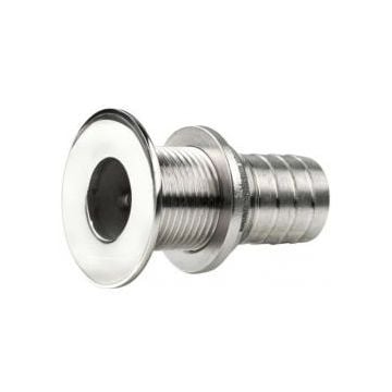 Thru-hull 1" SS316 fitting with hose connection & flush flange