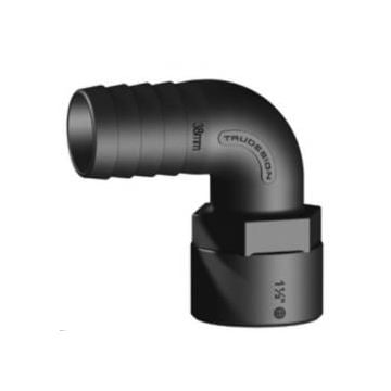 Hose connector 90 deg. Black 1-1/2" x 38 mm female BSP GRP