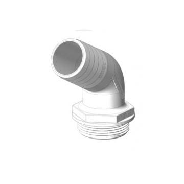 Hose connector 120 deg. White 1-1/2" x 38mm Male BSP GRP